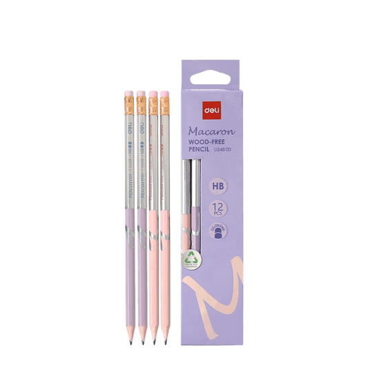 DELI ΜΟΛΥΒΙ ΜΕ ΓΟΜΑ HB WOOD-FREE MACARON ΑΣΣΟΡΤΙ 12 ΤΕΜΑΧΙΑ