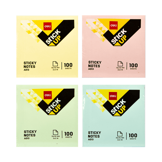 DELI ΧΑΡΤΙΑ ΣΗΜΕΙΩΣΕΩΝ ΑΥΤΟΚΟΛΛΗΤΑ 100 ΦΥΛΛΑ 76x76mm STICKUP ΑΣΣΟΡΤΙ 4 ΧΡΩΜΑΤΑ (1 τεμάχιο)