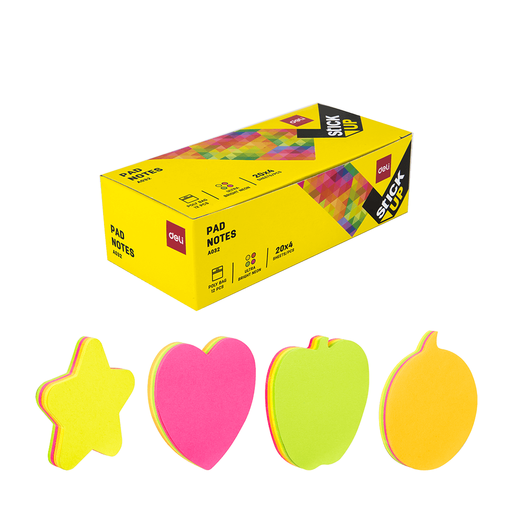 DELI ΒΙΤΡΙΝΑ ΓΕΜΑΤΗ ΧΑΡΤΙΑ ΣΗΜΕΙΩΣΕΩΝ ΑΥΤΟΚΟΛΛΗΤΑ ΣΧΗΜΑΤΑ 4 ΣΧΕΔΙΑ 80 ΦΥΛΛΑ 76x76mm STICK UP