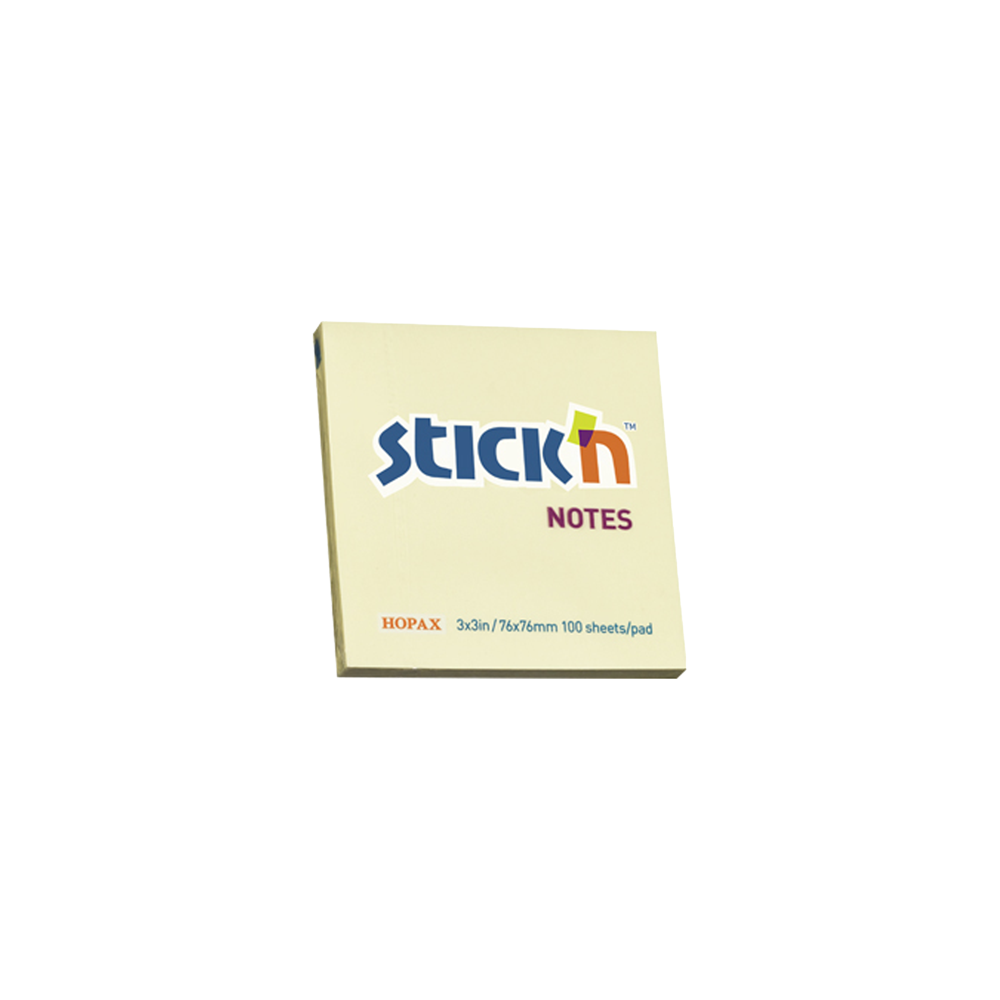 STICK'N ΧΑΡΤΙΑ ΣΗΜΕΙΩΣΕΩΝ ΑΥΤΟΚΟΛΛΗΤΑ 76x76mm 100 ΦΥΛΛΑ ΚΙΤΡΙΝΟ (1 τεμάχιο)