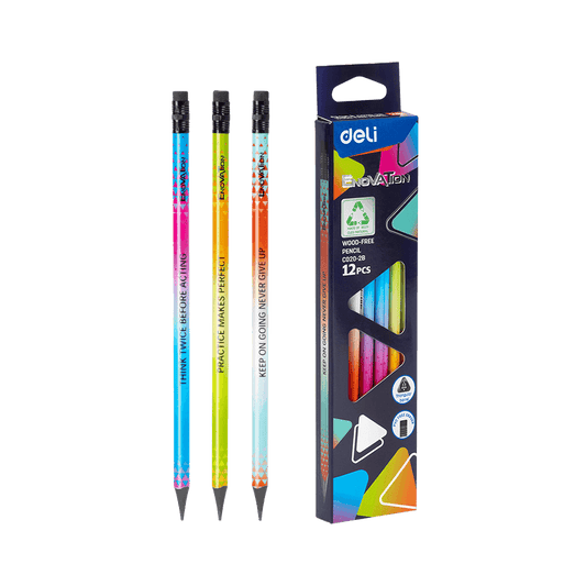 DELI ΜΟΛΥΒΙ ΤΡΙΓΩΝΙΚΟ ΜΕ ΓΟΜΑ 2B WOOD-FREE ENOVATION ΑΣΣΟΡΤΙ 12 ΤΕΜΑΧΙΑ