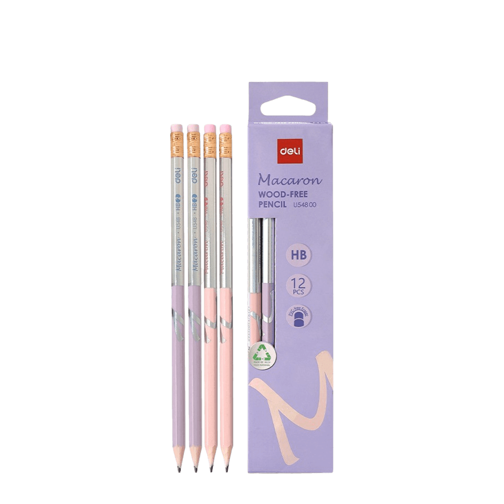 DELI ΜΟΛΥΒΙ ΜΕ ΓΟΜΑ HB WOOD-FREE MACARON ΑΣΣΟΡΤΙ 12 ΤΕΜΑΧΙΑ