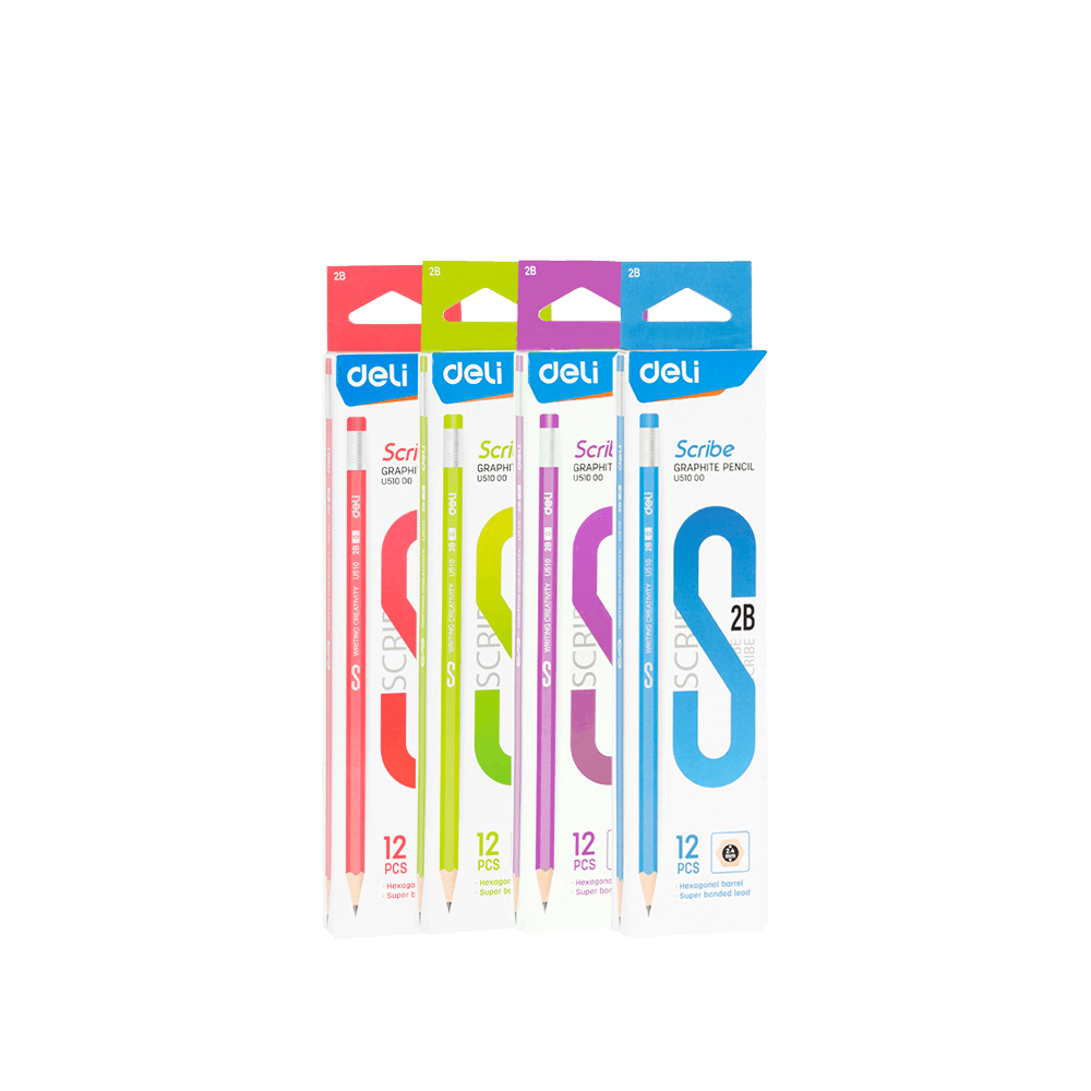 DELI ΜΟΛΥΒΙ ΕΞΑΓΩΝΙΚΟ ΜΕ ΓΟΜΑ 2B BLISTER SCRIBE ΑΣΣΟΡΤΙ 12 ΤΕΜΑΧΙΑ